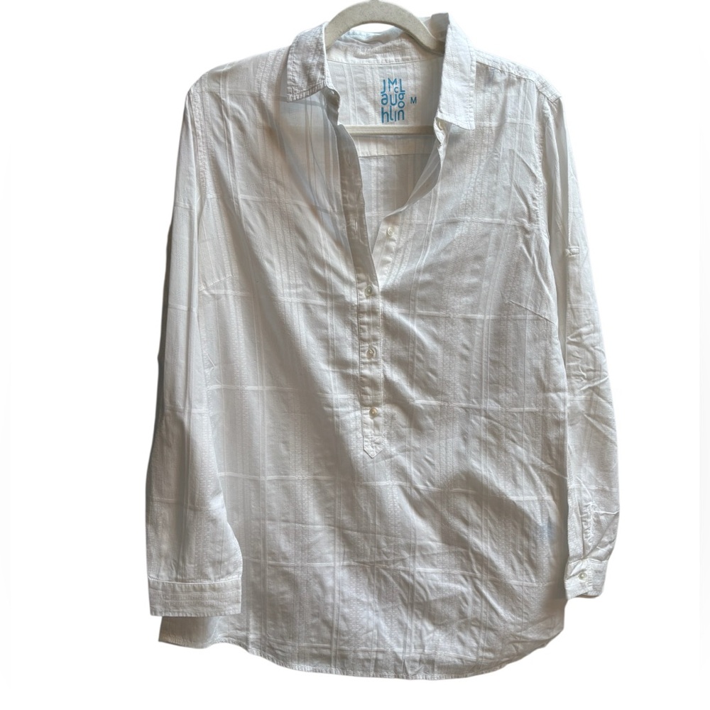 J. Mclaughlin White Popover Textured Tunic Size M - image 2